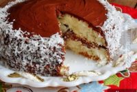 Snow-Dusted Almond Joy Coconut Cake