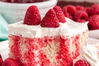 Raspberry Infusion Poke Cake