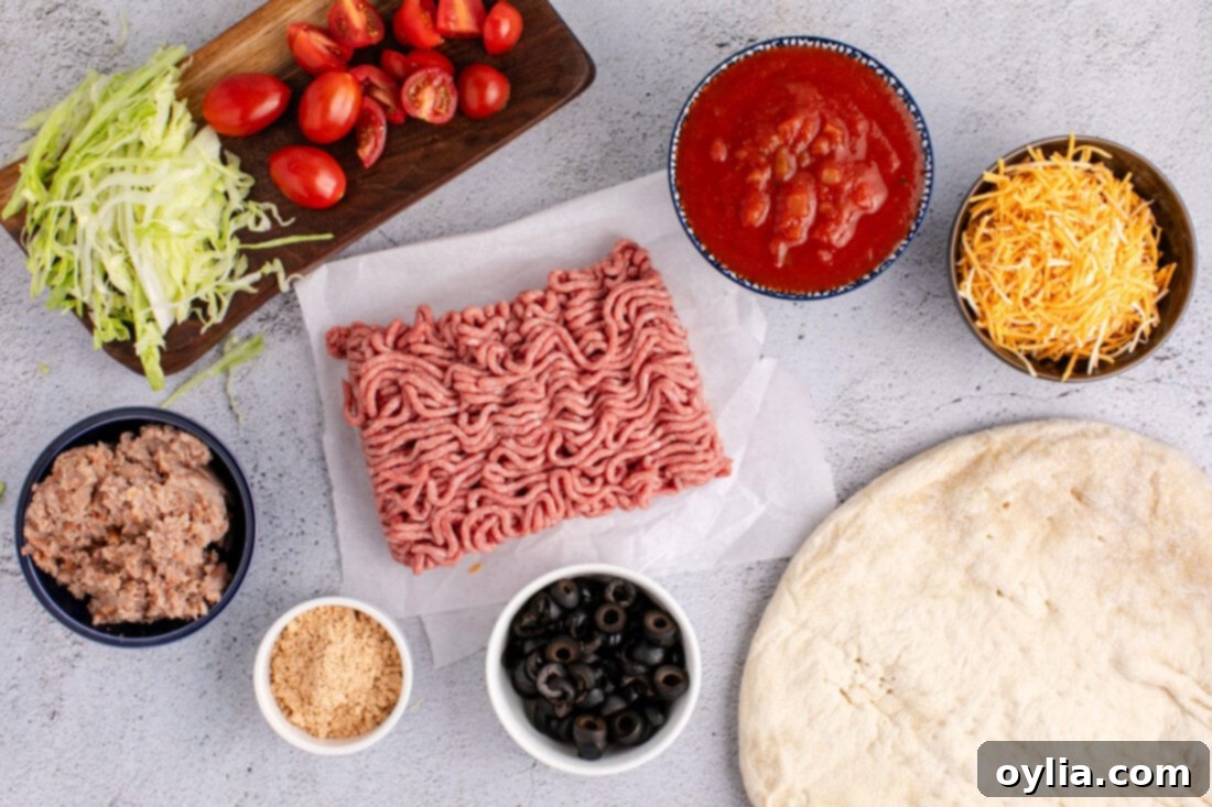 Ingredients for Taco Pizza