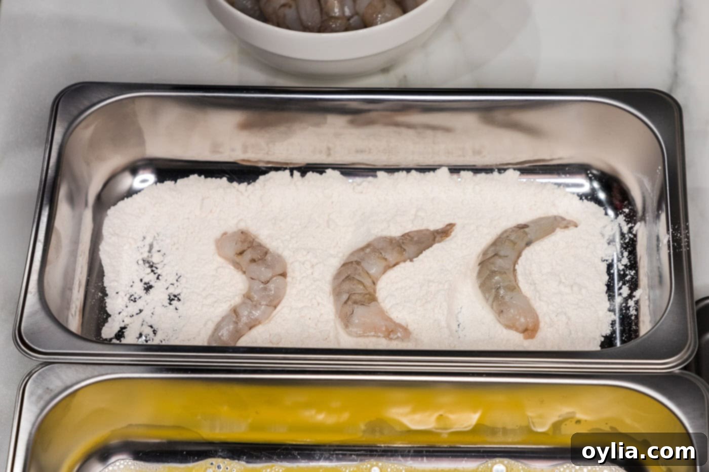 shrimp dipped in flour