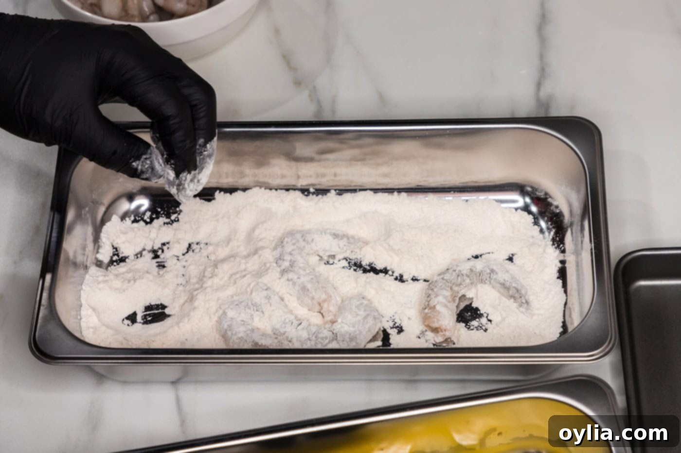 shrimp dredged in flour