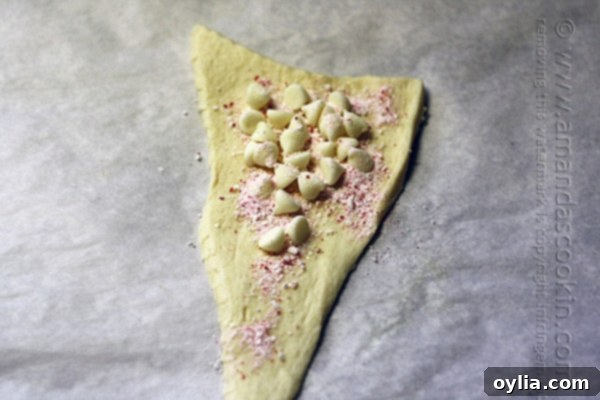 White Chocolate Candy Cane Crescents @amandaformaro Amanda's Cookin'