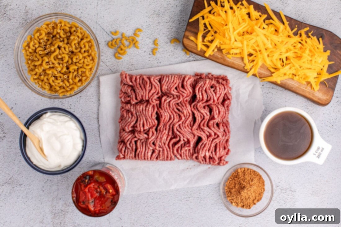 Ingredients for Taco Macaroni and Cheese