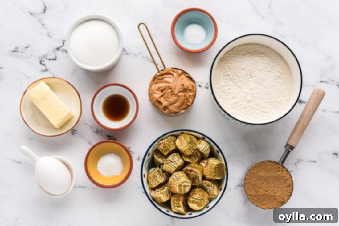 Ingredients for Reese’s Peanut Butter Cup Cookies