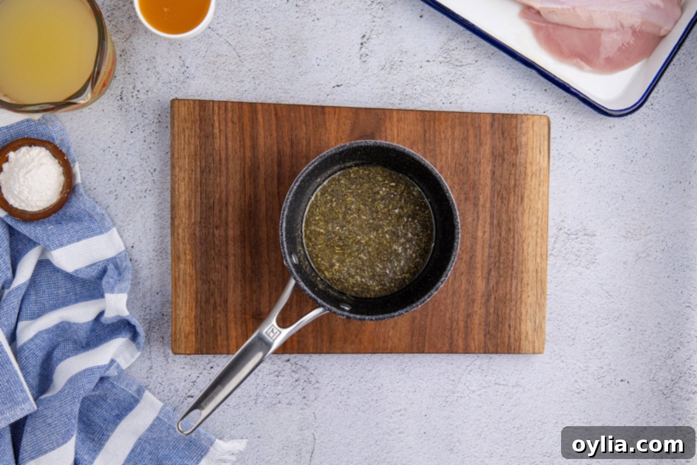 melted butter and seasonings in a saucepan