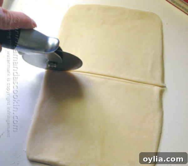 Rolled pie dough cut into two 5x6 inch rectangles