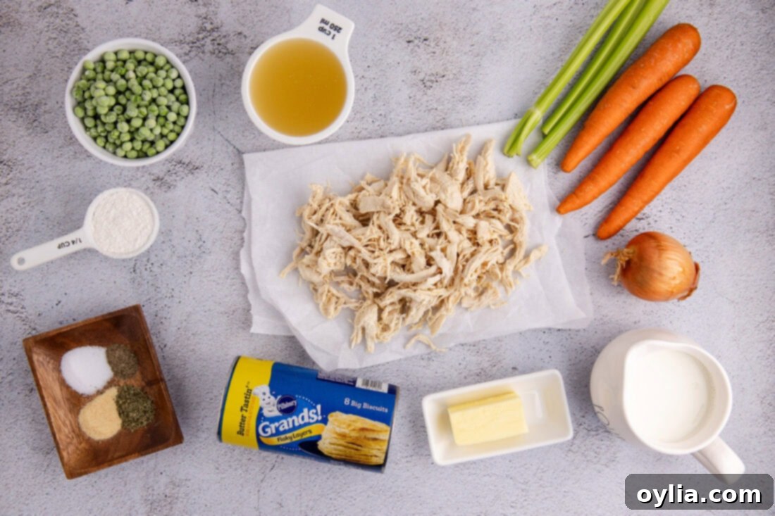 Ingredients for Chicken Pot Pie Casserole