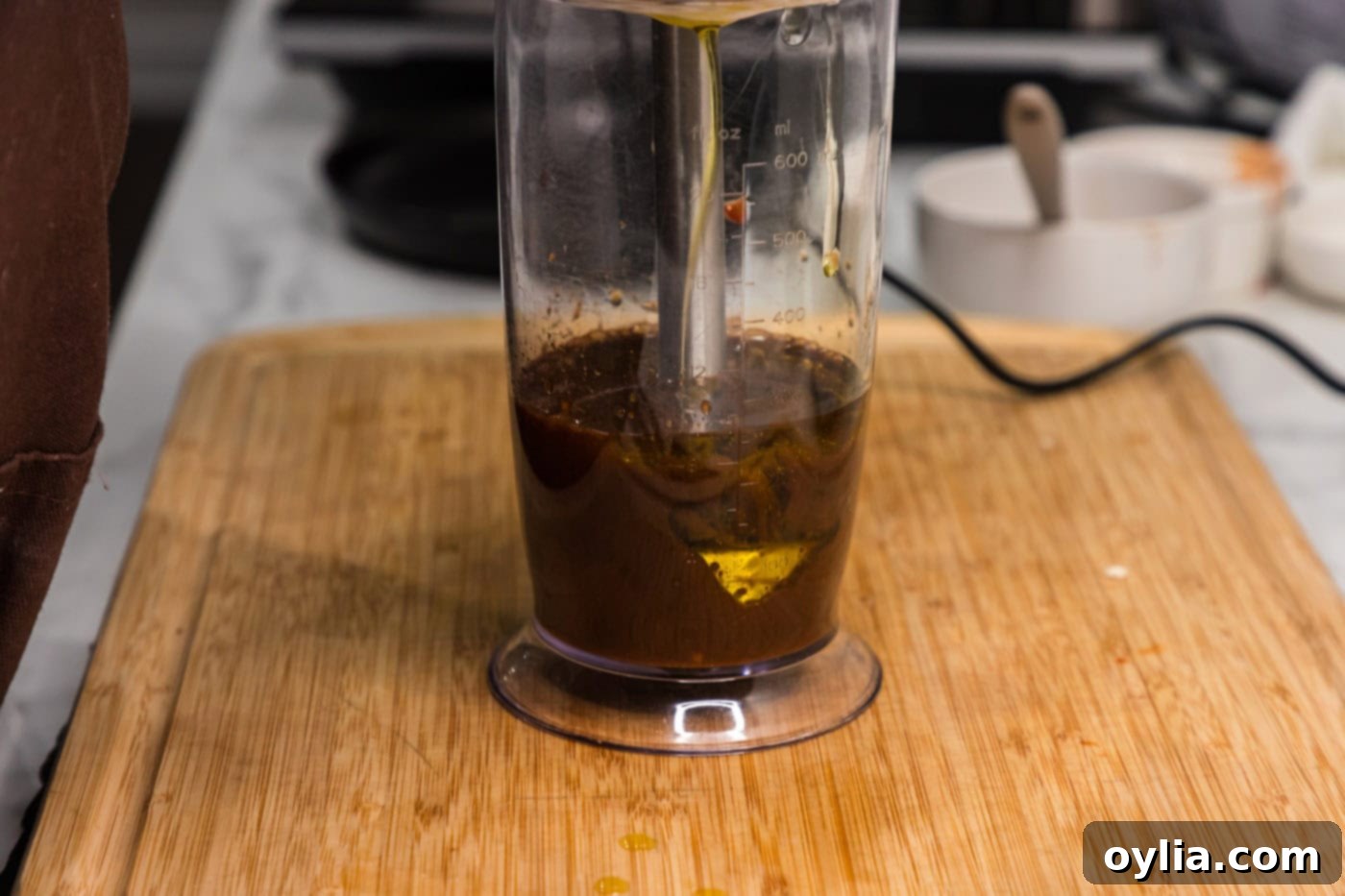 tofu marinade in an immersion blender