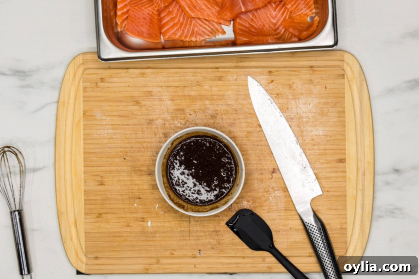 salmon marinade ingredients in a bowl