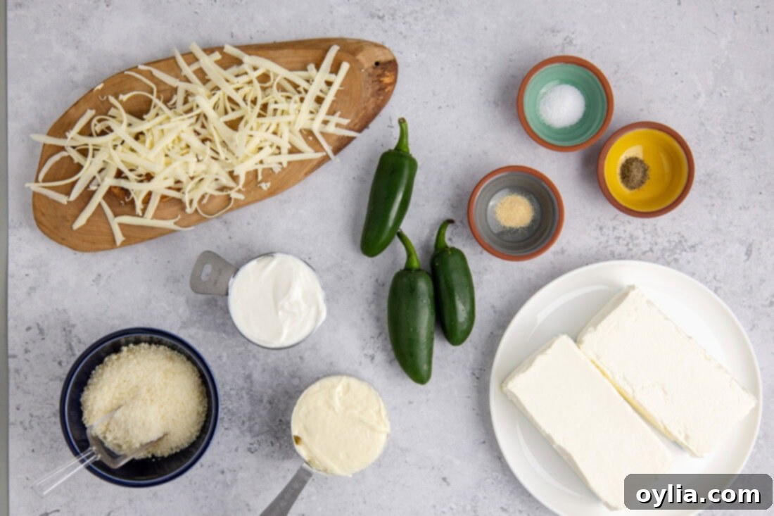 Ingredients for Crockpot Jalapeno Popper Dip