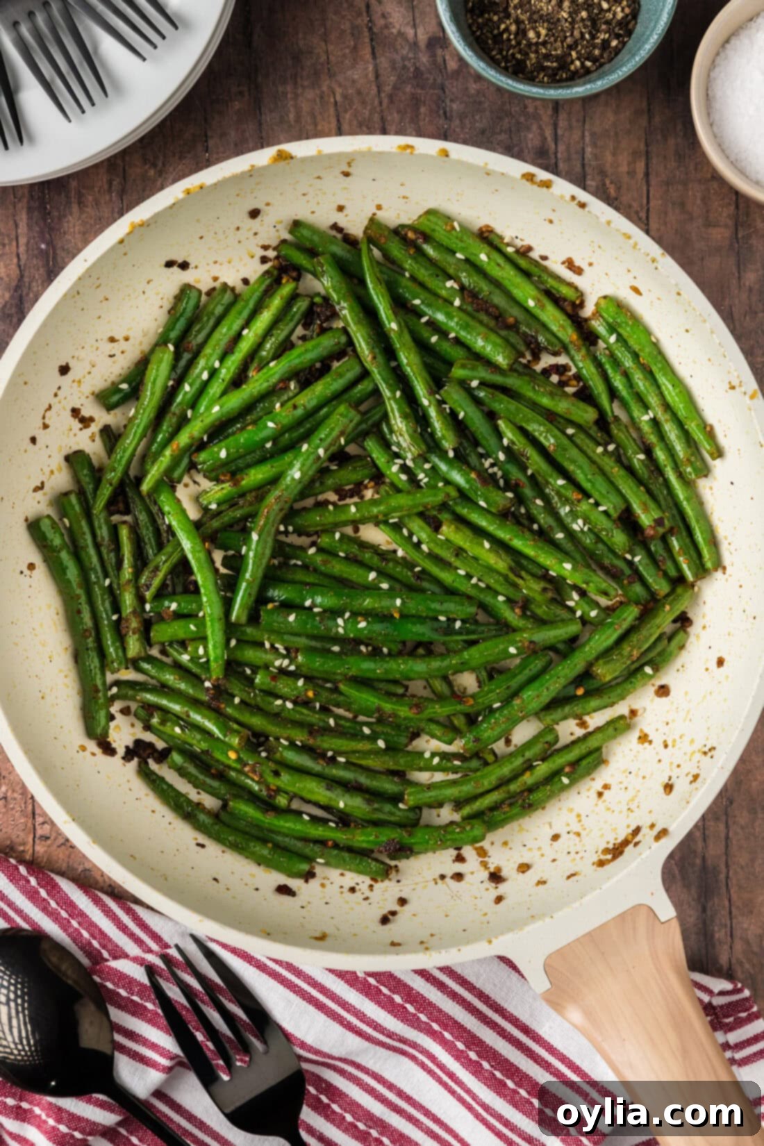Vibrant Green Bean Sauté 9 Sautéed Green Beans in a skillet