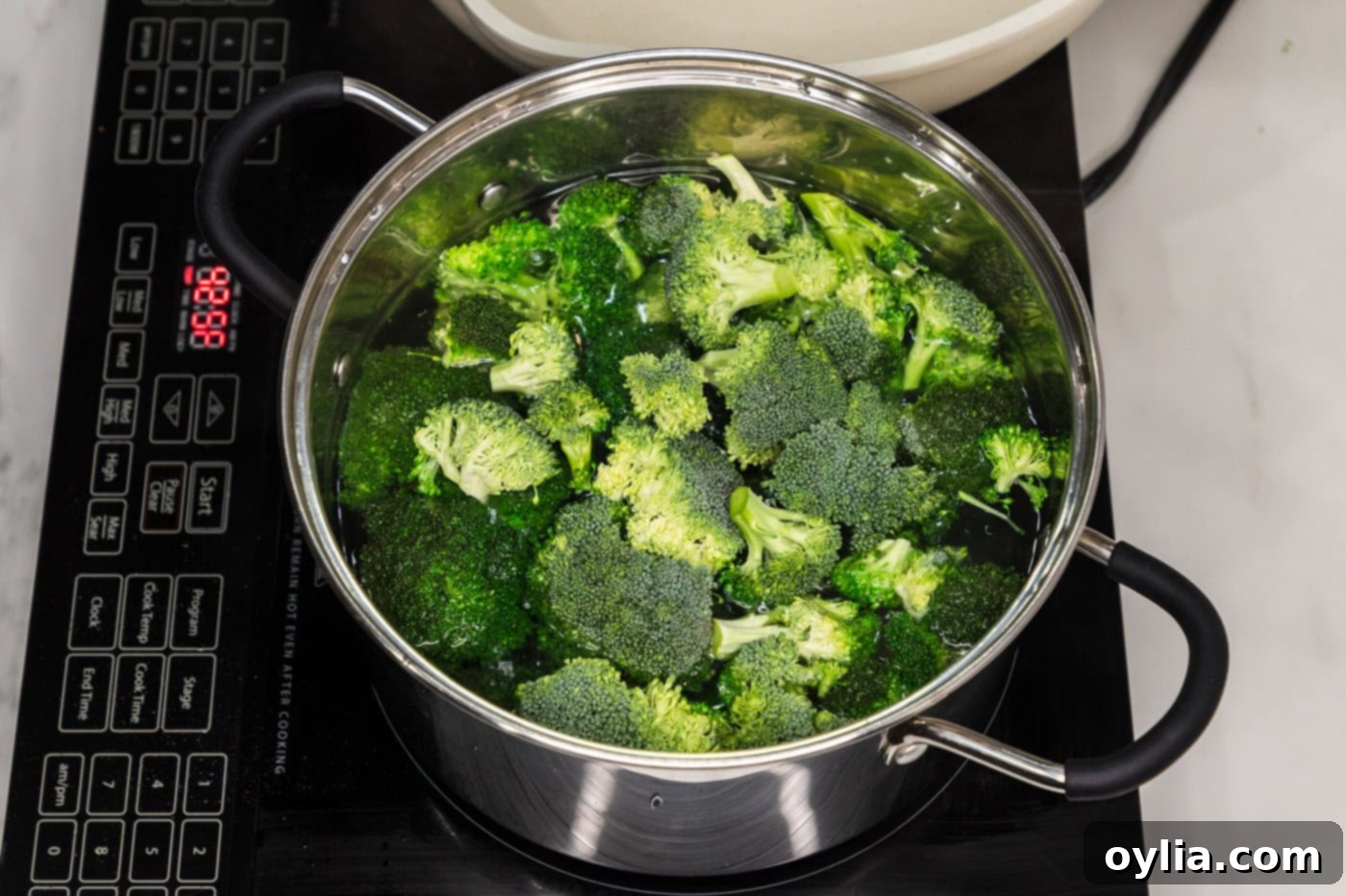 broccoli in a stock pot