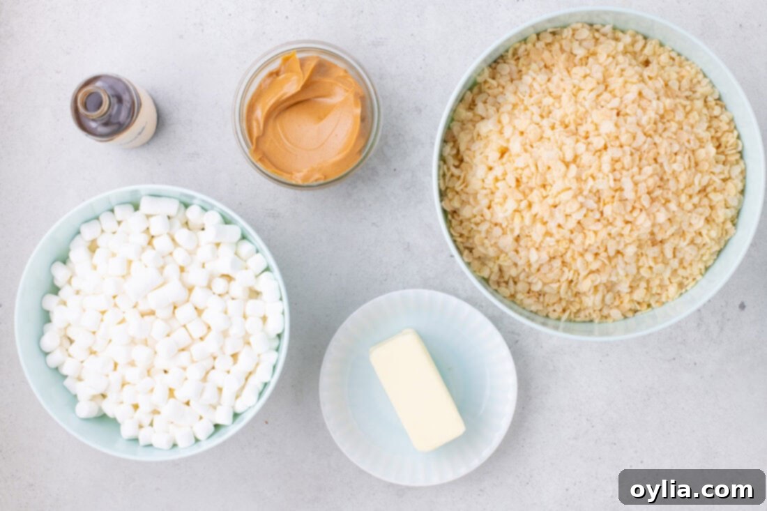Chewy Peanut Butter Rice Krispie Bars 4 Ingredients for Peanut Butter Rice Krispie Treats