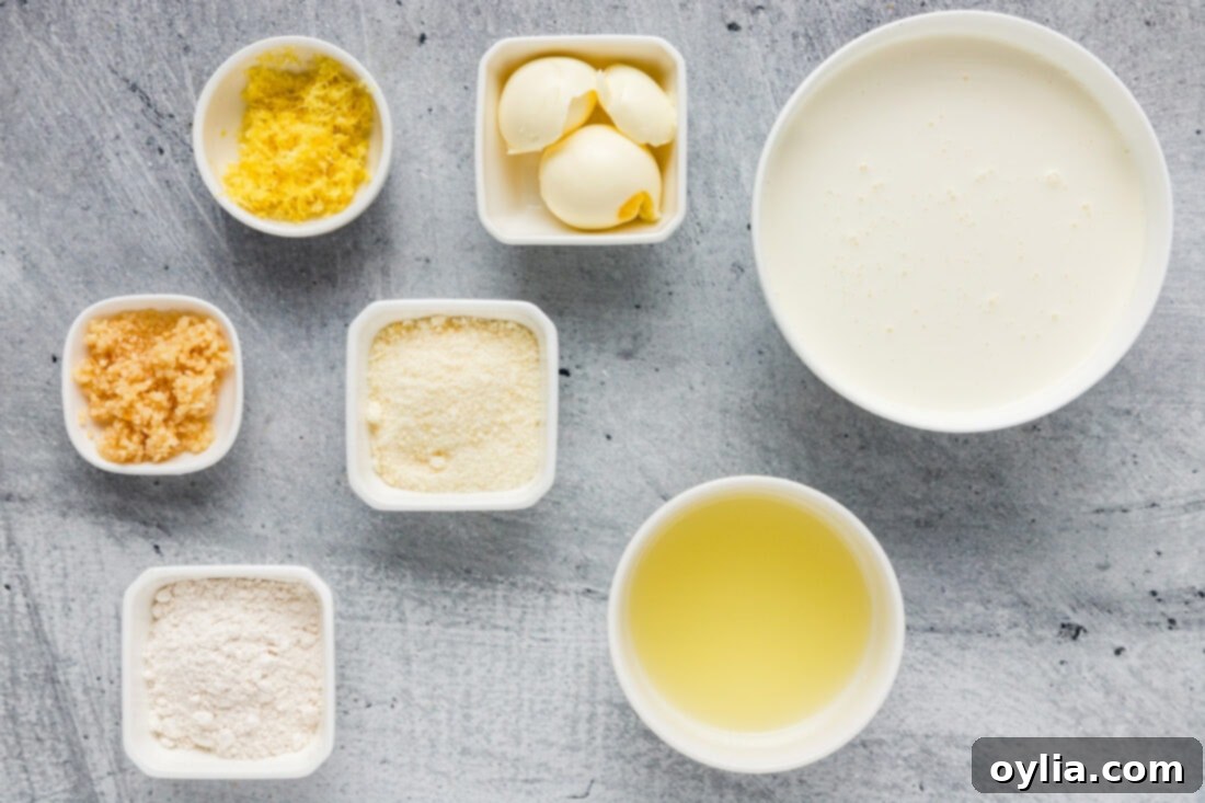 Ingredients for Lemon Cream Sauce