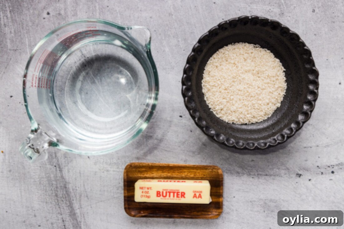 Pasta-Boiled Rice 4 Ingredients for Pasta Method Rice, including rice, salt, and butter