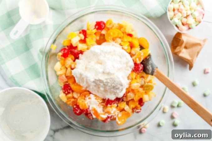 Divine Ambrosia Fruit Medley 6 cool whip over fruit cocktail