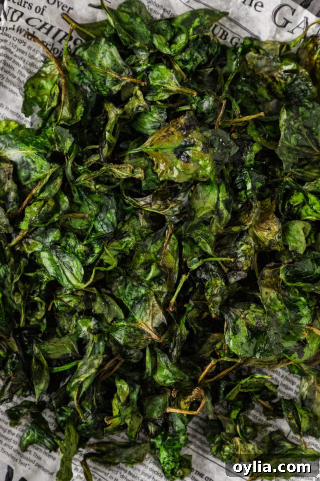 Close up photo of Crispy Air Fryer Spinach