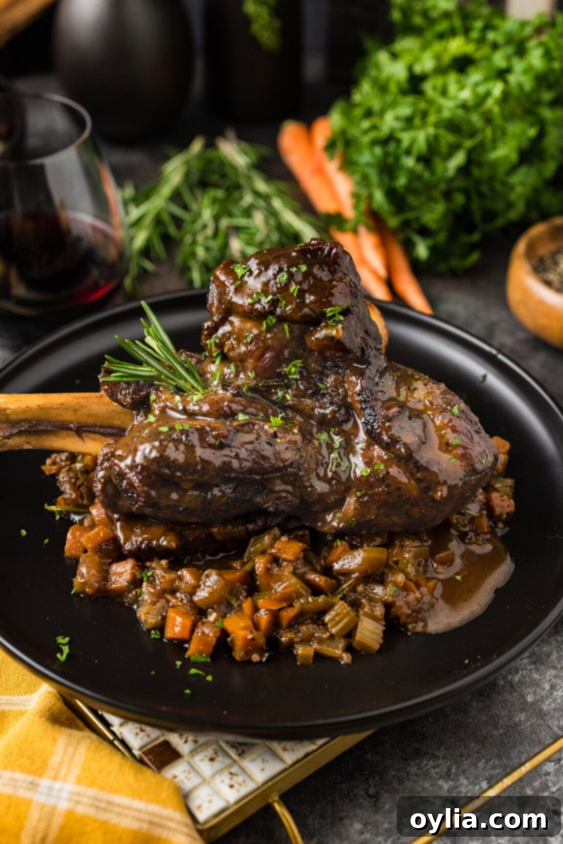 Braised Lamb Shank on a plate
