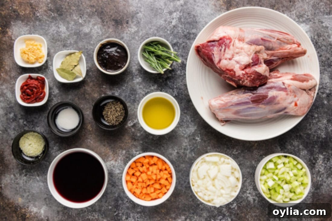 Ingredients for Braised Lamb Shanks