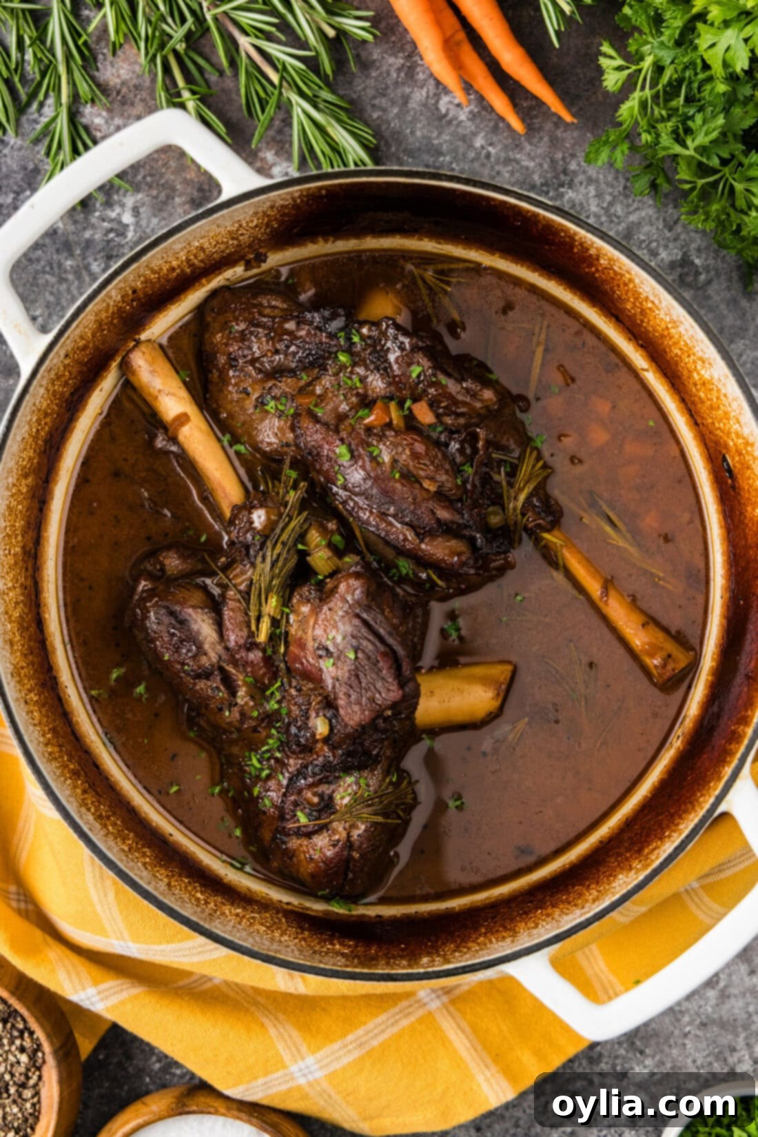Pot of Braised Lamb Shanks