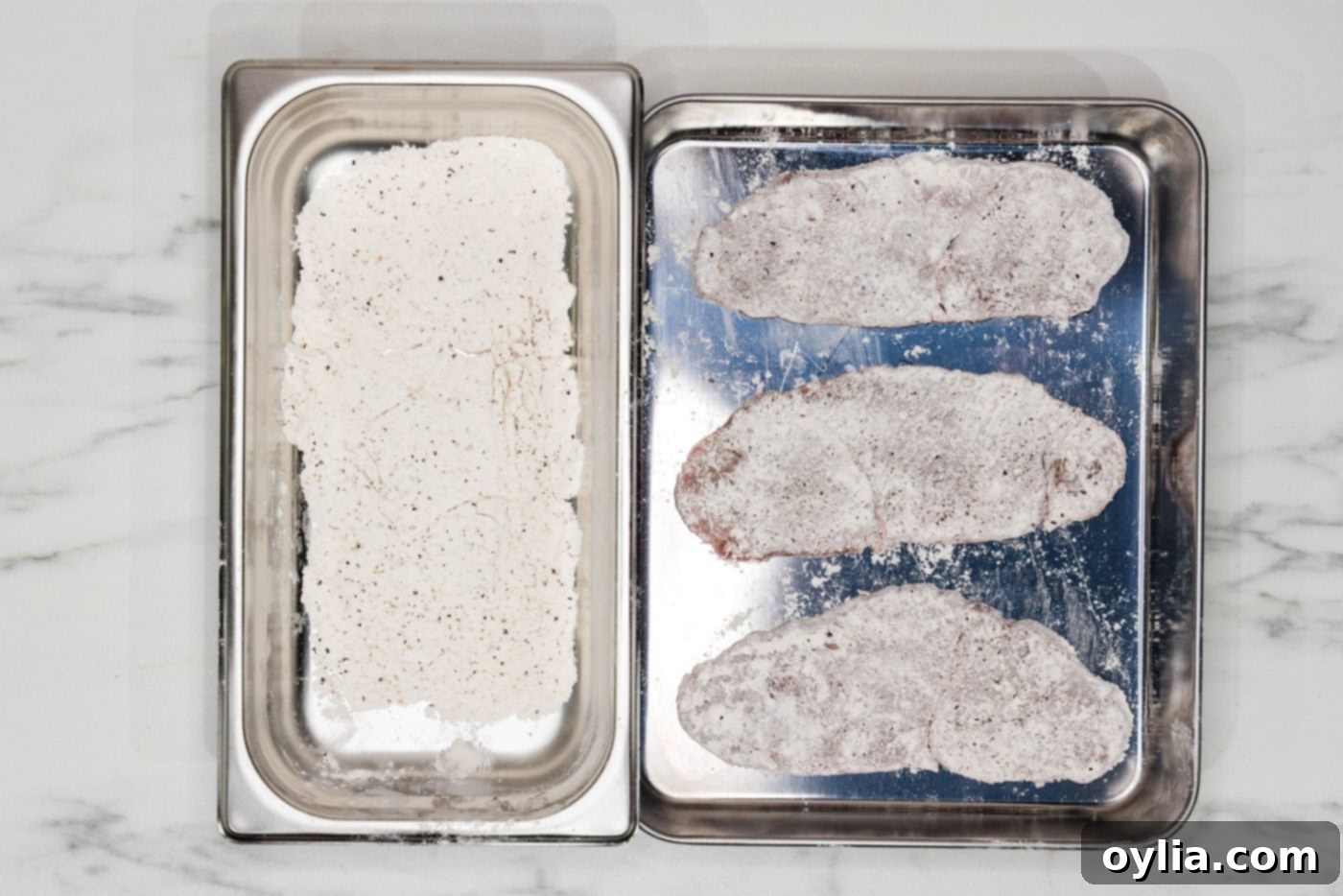 veal cutlets dredged in flour