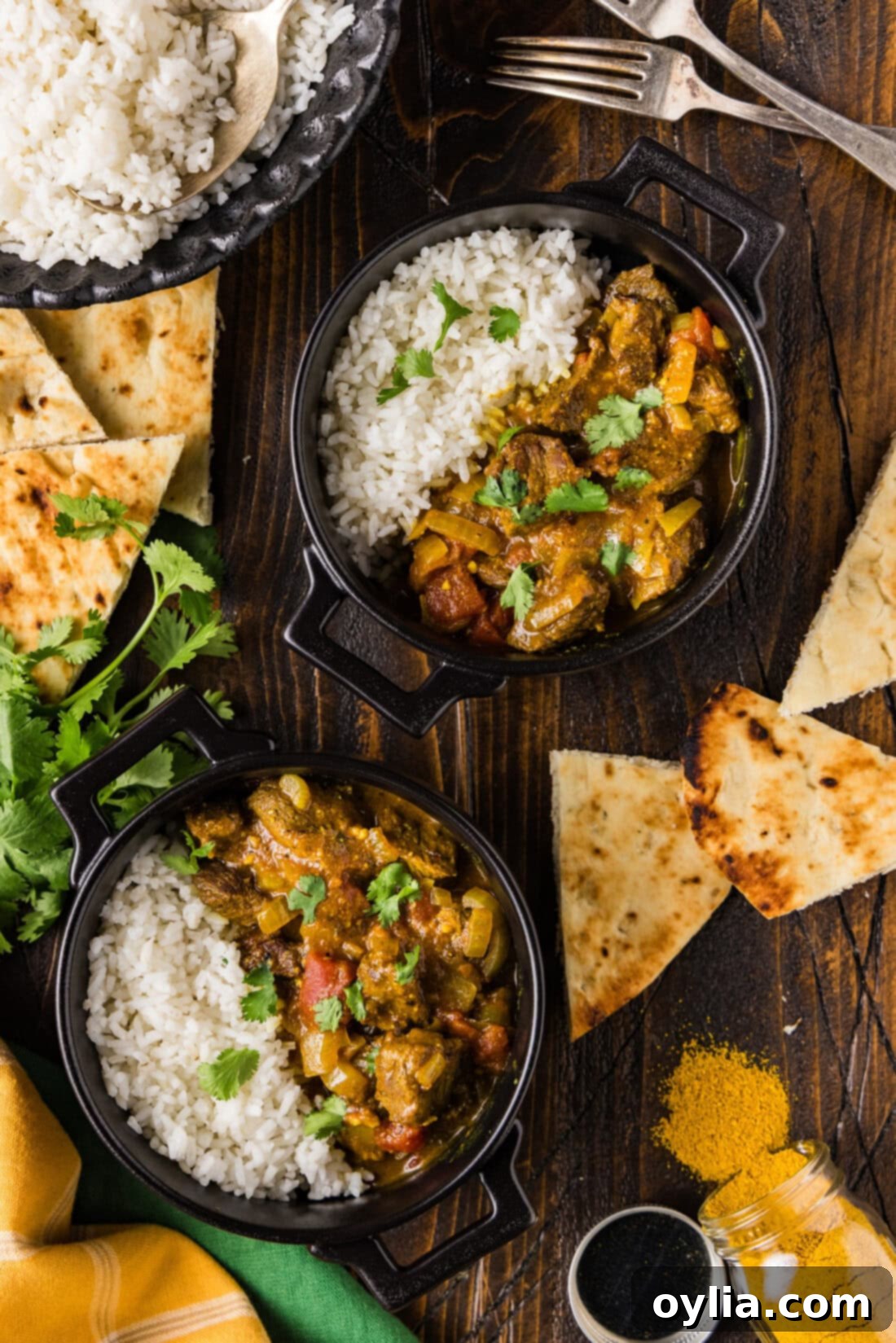 Two bowls of Beef Curry with rice