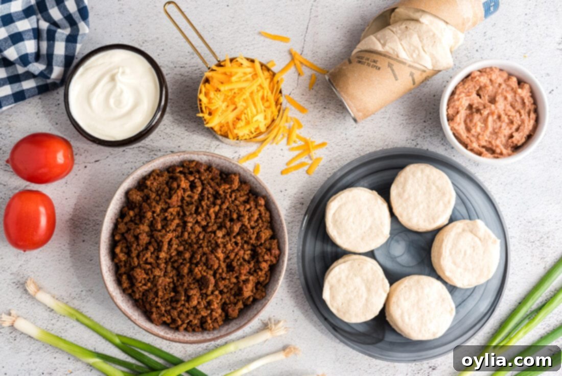 Taco Empanadas ingredients laid out on a table