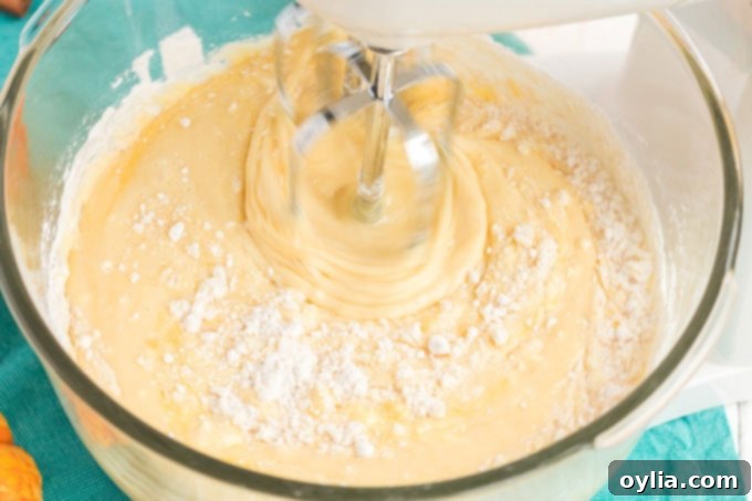 mixing cake batter
