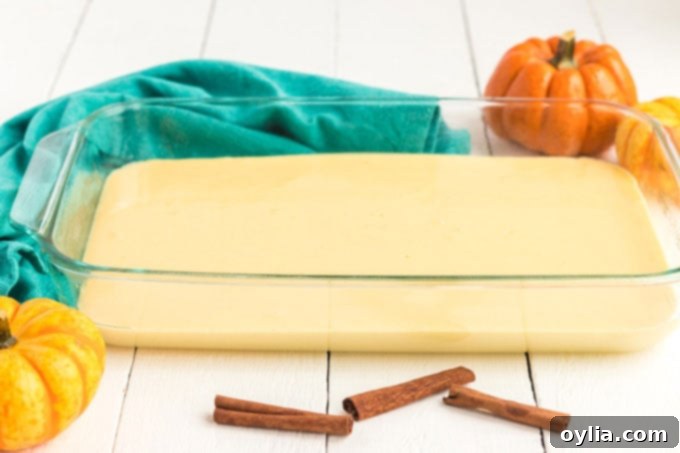 cake batter in glass pan