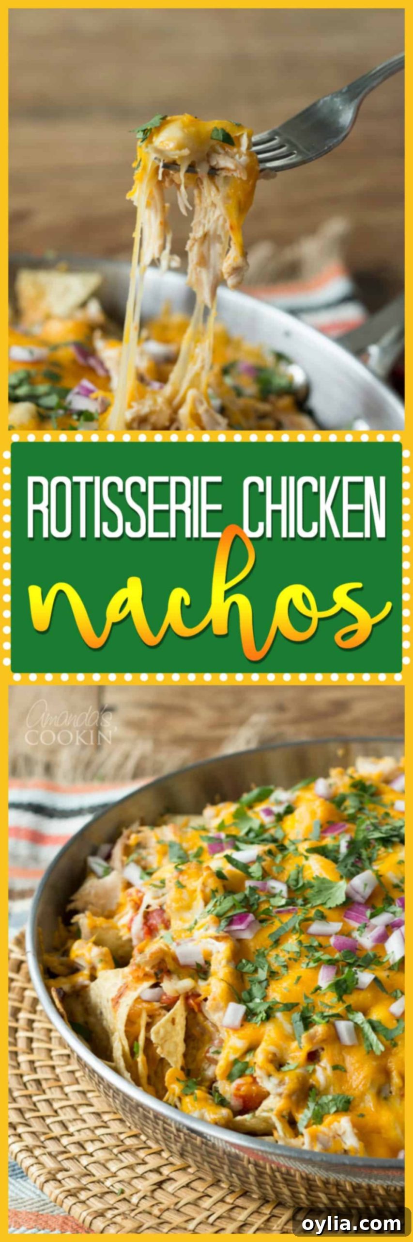 Loaded Rotisserie Chicken Nachos 8 A photo of rotisserie chicken nachos, optimized for Pinterest.