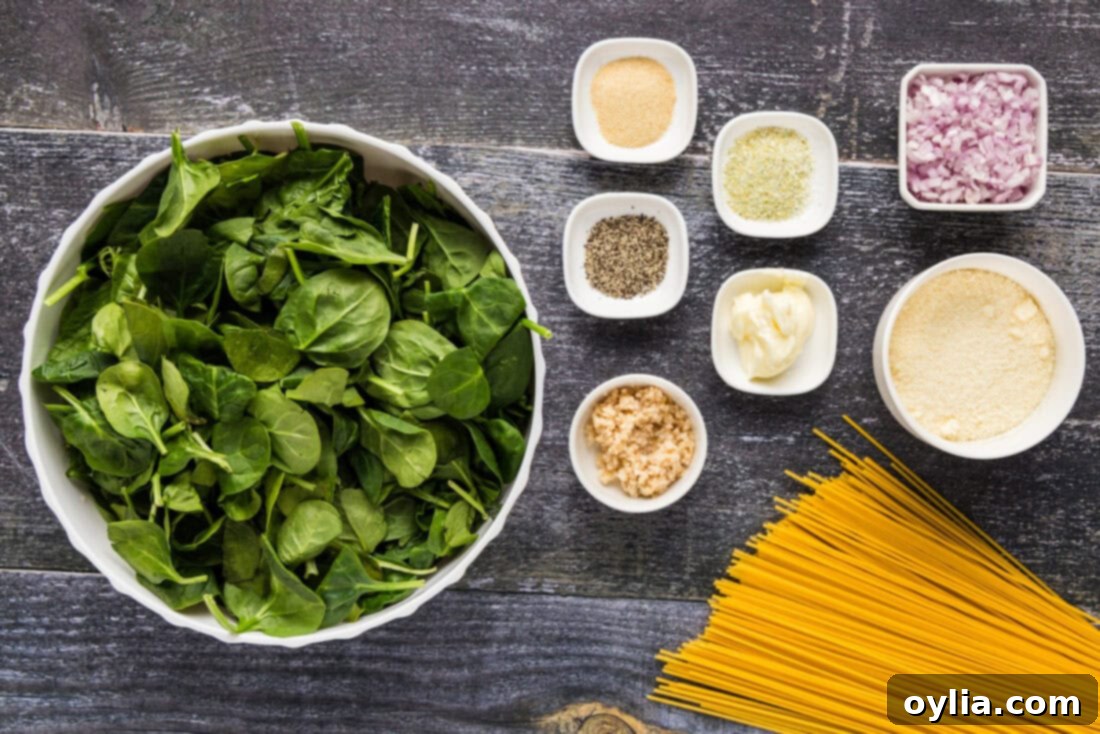 Ingredients for Spinach Spaghetti