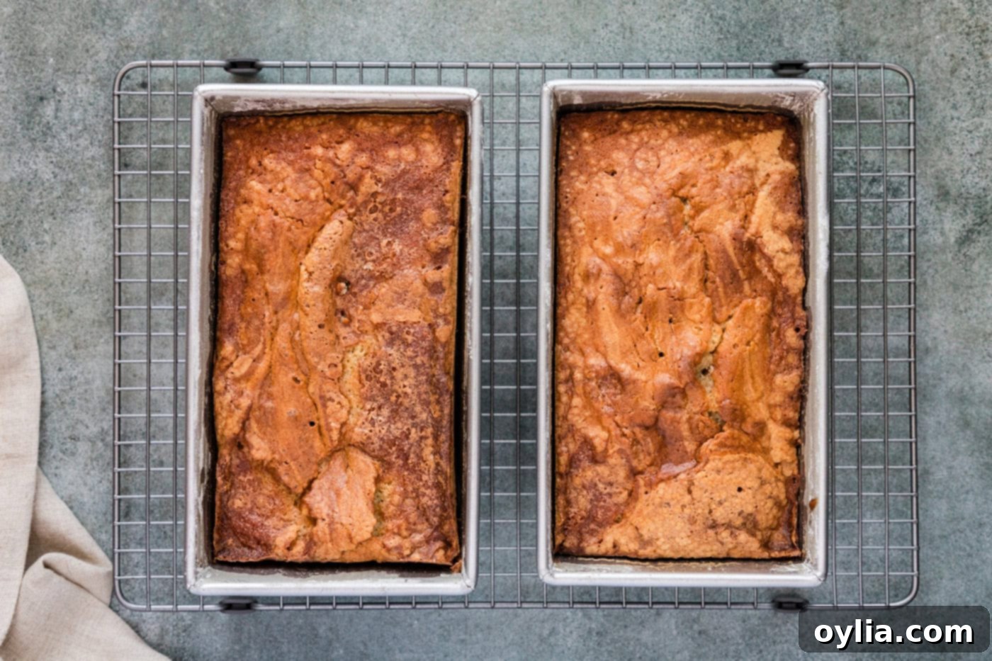 baked apple cider pound cakes in loaf pans