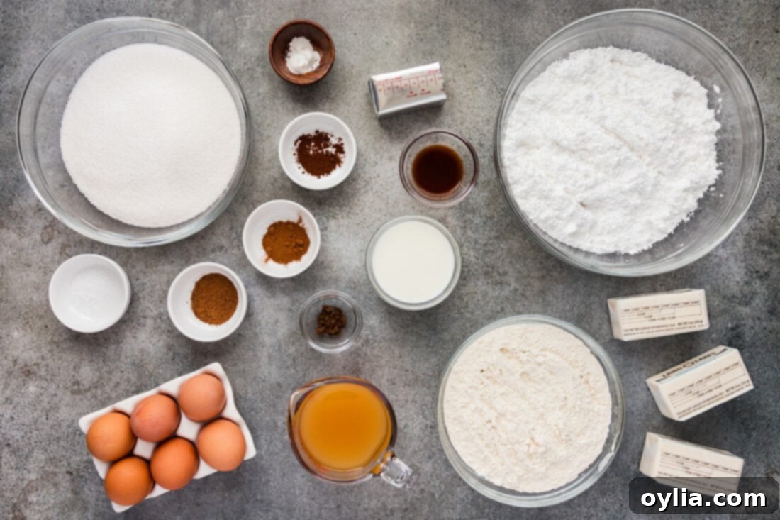 Ingredients for Apple Cider Pound Cake