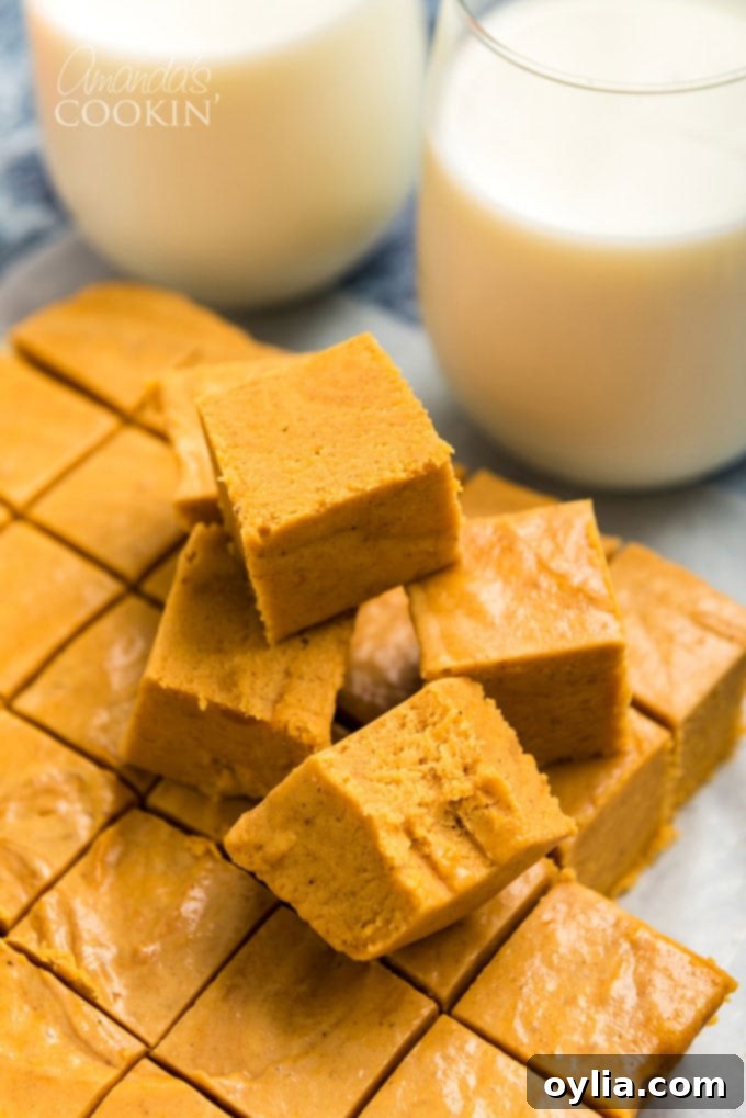 stack of pumpkin fudge squares