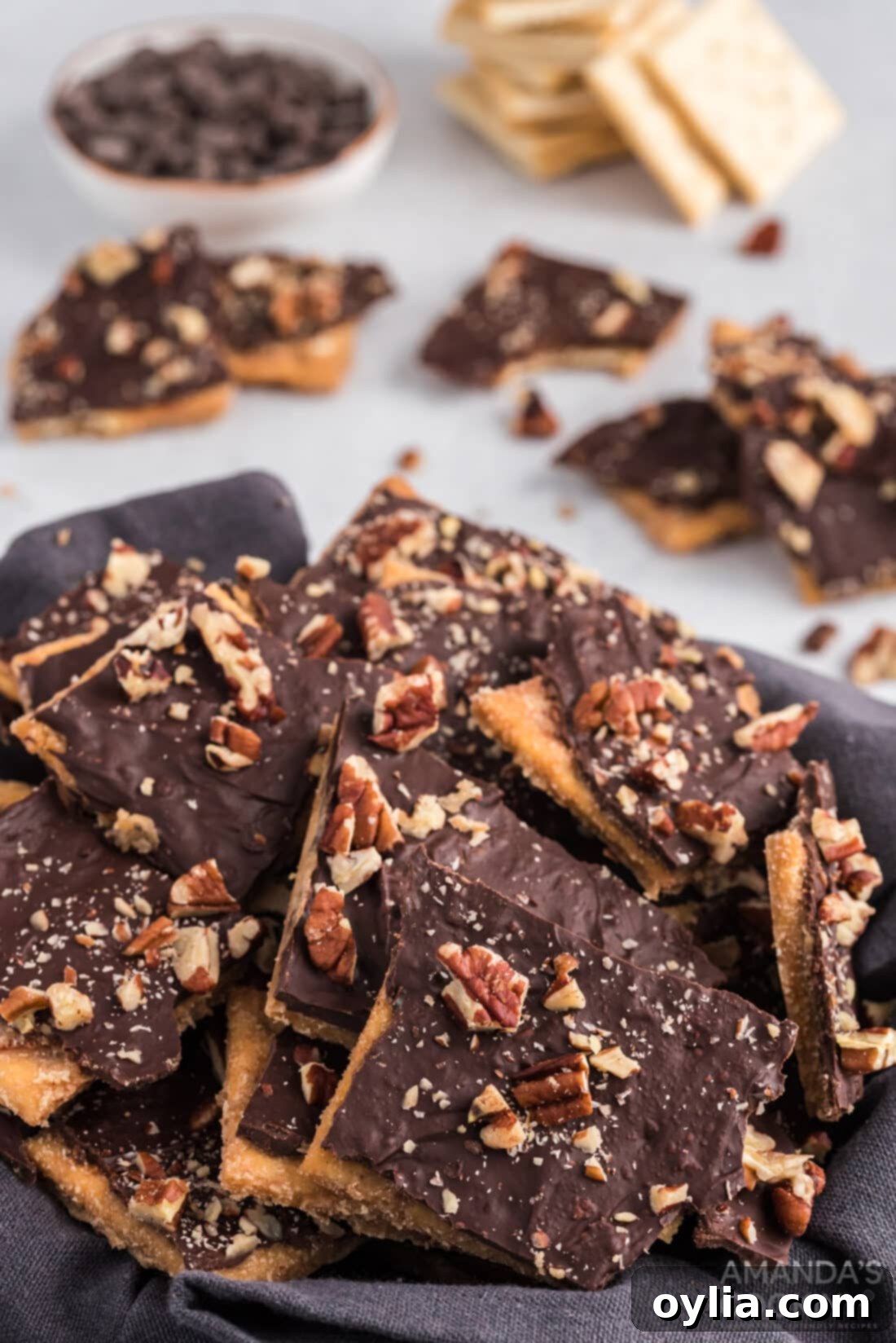 Saltine Toffee pieces ready to serve