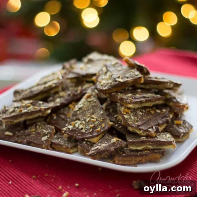 Christmas Crack - Saltine Toffee with pretzels on top