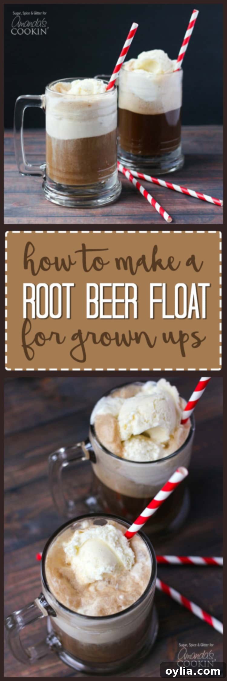 Photos of root beer float cocktails.