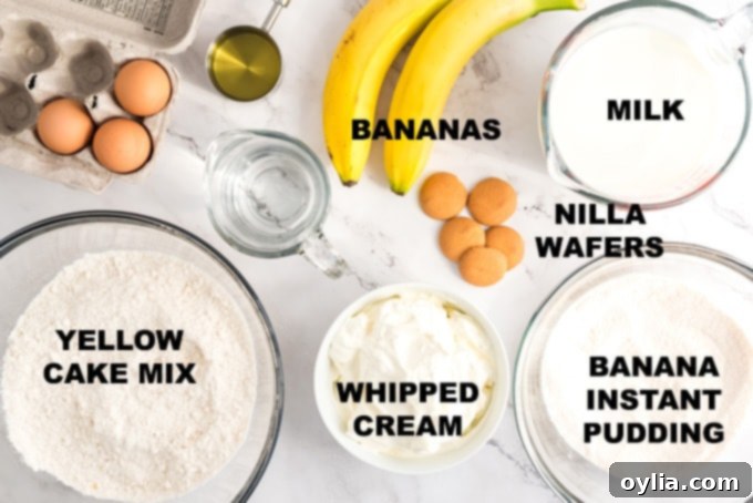 ingredients for banana pudding poke cake