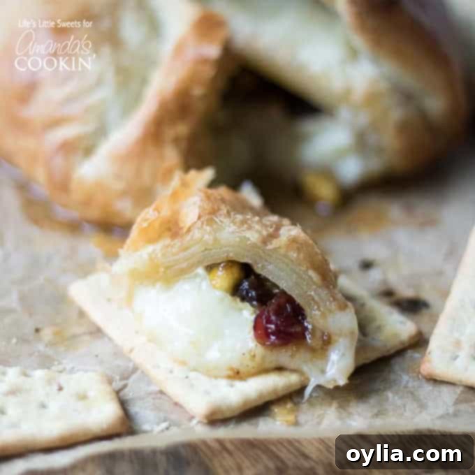 baked brie on a cutting board
