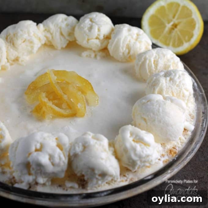 A close up of frozen lemonade pie.