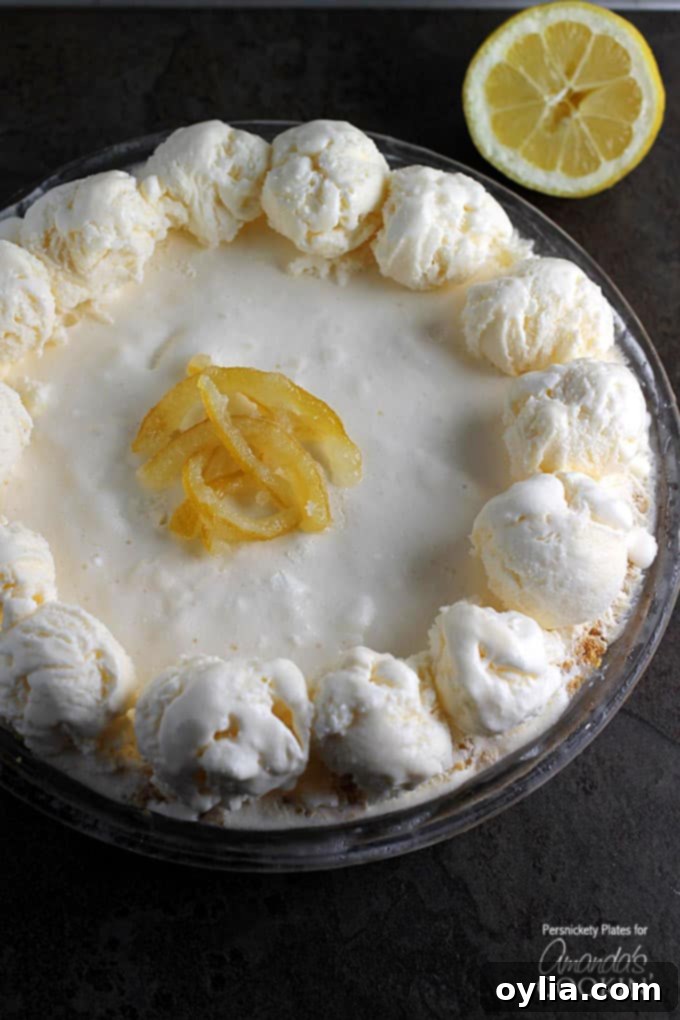A close up of frozen lemonade pie.