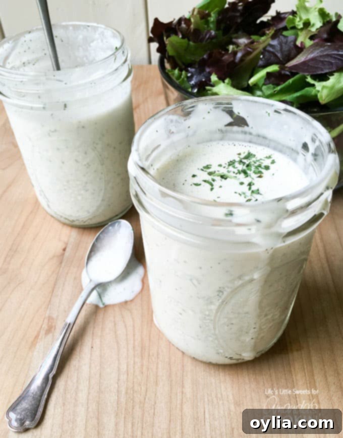 Buttermilk ranch dressing in mason jars