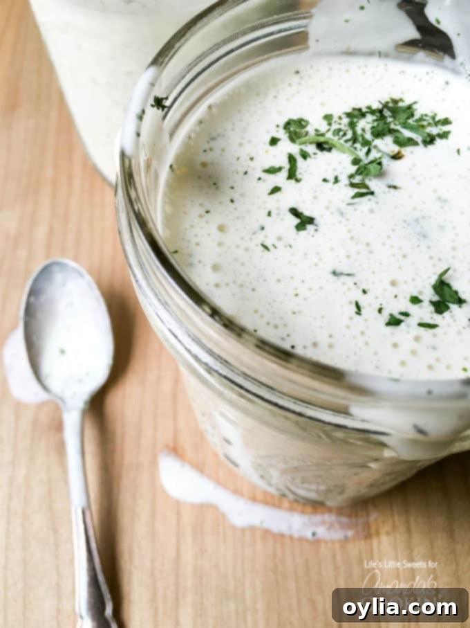 buttermilk ranch dressing in mason jar