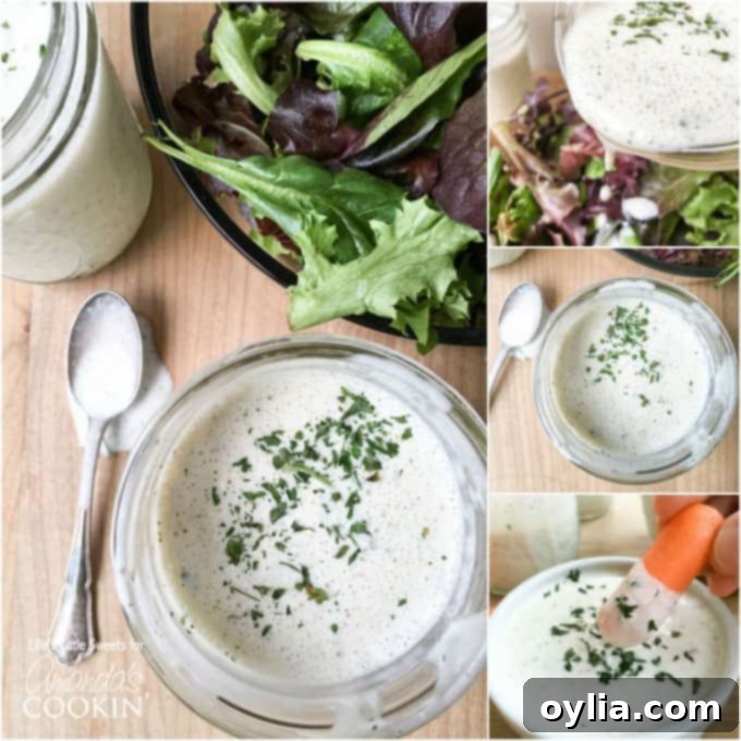 buttermilk ranch dressing collage of different serving styles