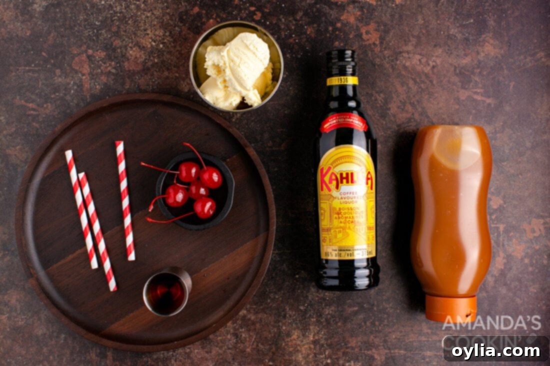 ingredients to make a butterscotch milkshake cocktail