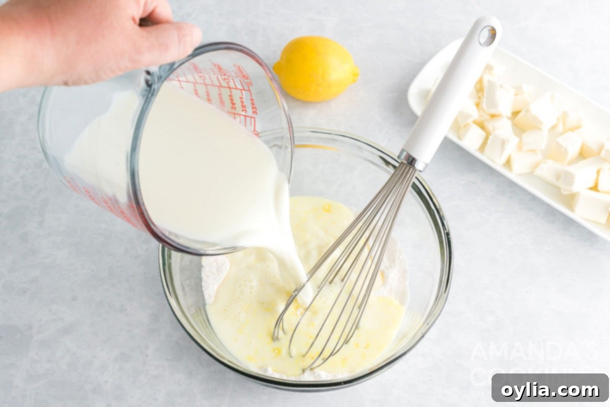 pouring milk into bowl