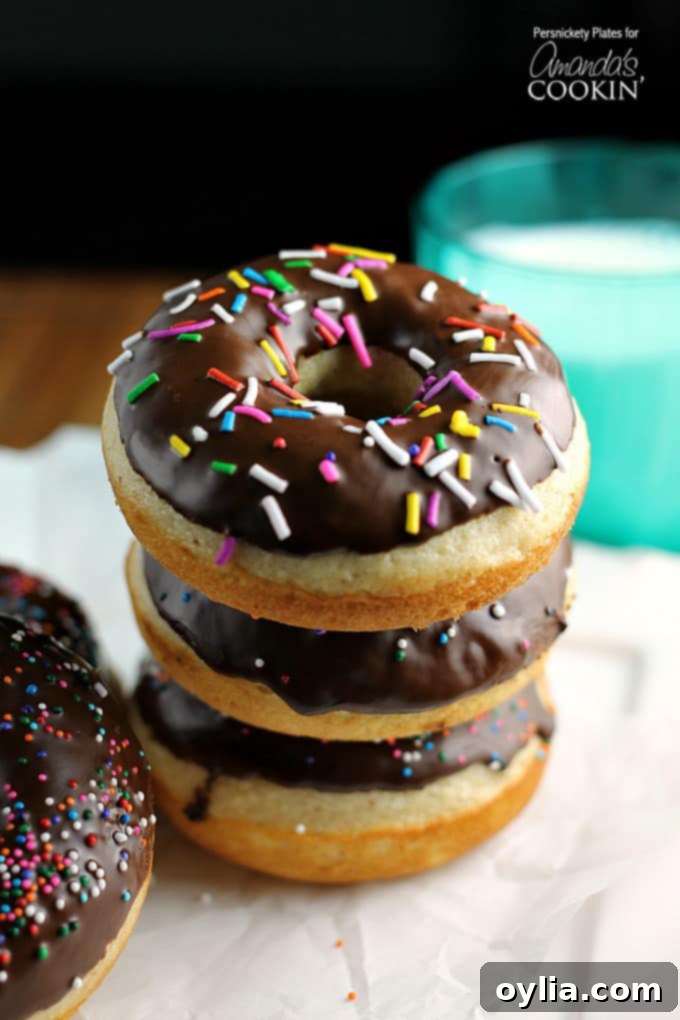 Stack of freshly baked donuts ready for topping