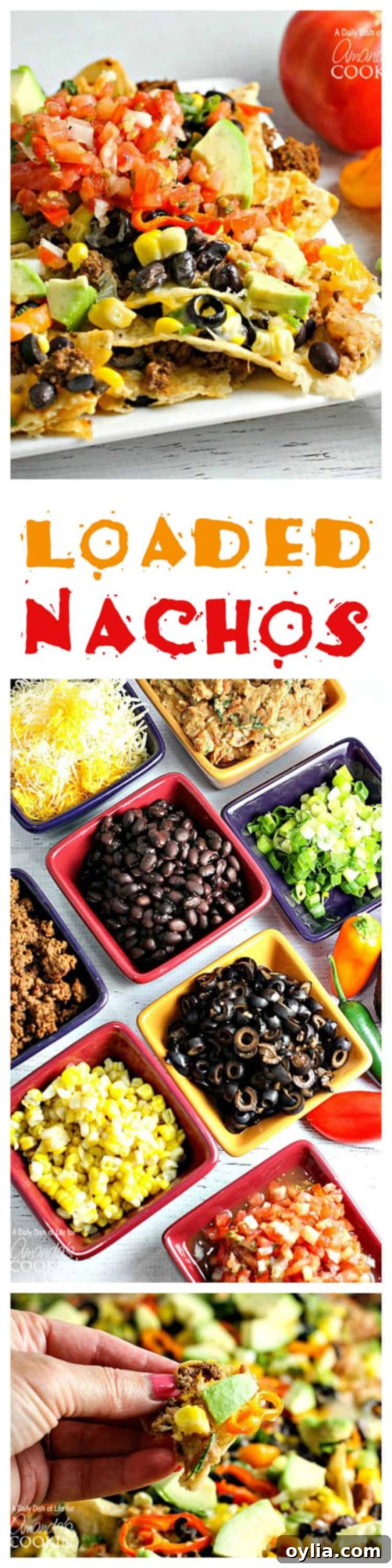 Ultimate Nacho Feast 10 Square bowls filled a variety of topping such as cheese, black beans, green onions, taco meat, and chicken.