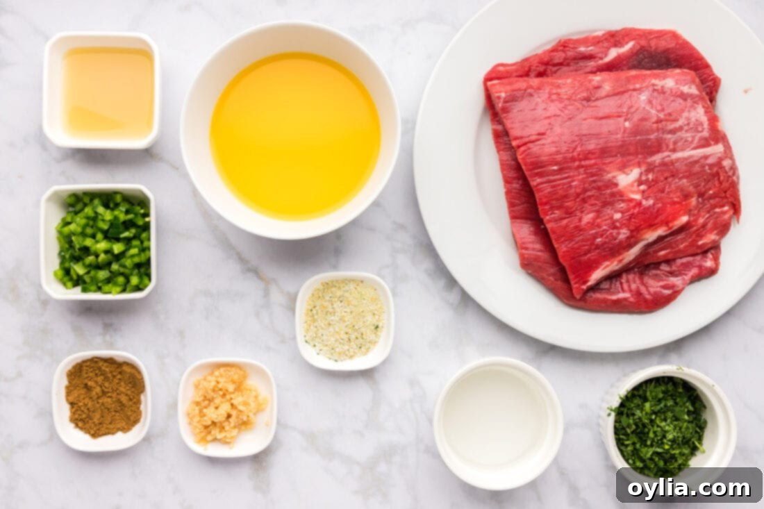 Ingredients for Carne Asada Marinade laid out on a cutting board
