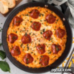 Ultimate Pizza Dip 10 pizza dip in a round dish